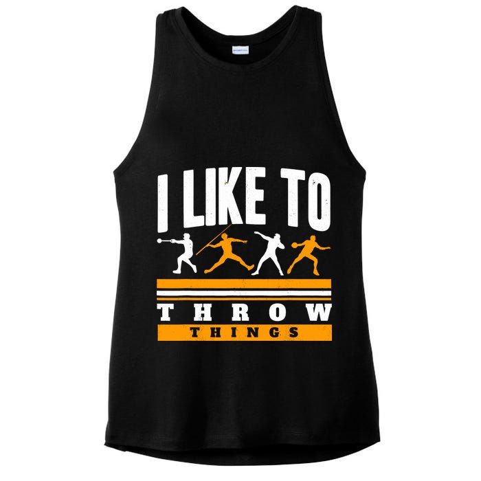 I Like To Throw Things Track And Field Thrower Shot Put Ladies PosiCharge Tri-Blend Wicking Tank
