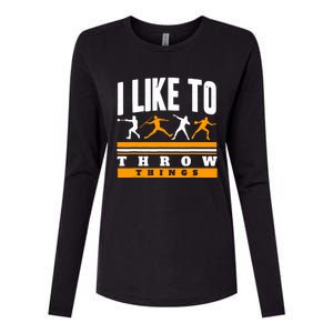 I Like To Throw Things Track And Field Thrower Shot Put Womens Cotton Relaxed Long Sleeve T-Shirt