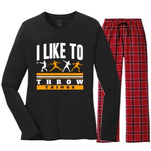 I Like To Throw Things Track And Field Thrower Shot Put Women's Long Sleeve Flannel Pajama Set 