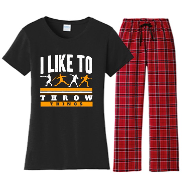 I Like To Throw Things Track And Field Thrower Shot Put Women's Flannel Pajama Set