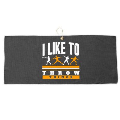I Like To Throw Things Track And Field Thrower Shot Put Large Microfiber Waffle Golf Towel