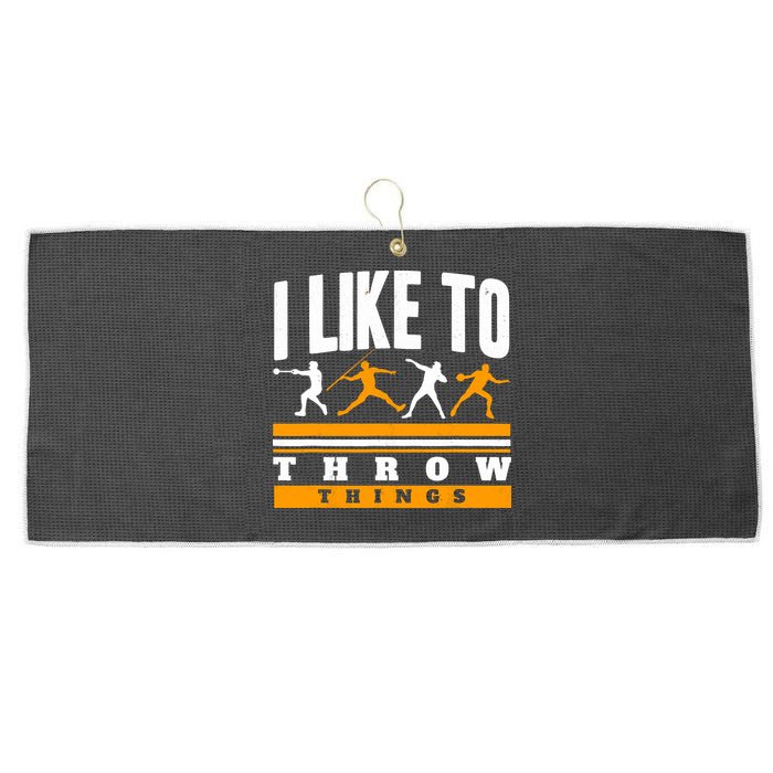 I Like To Throw Things Track And Field Thrower Shot Put Large Microfiber Waffle Golf Towel
