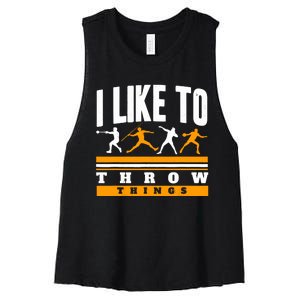 I Like To Throw Things Track And Field Thrower Shot Put Women's Racerback Cropped Tank