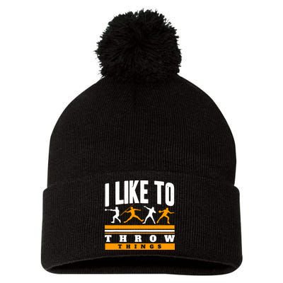I Like To Throw Things Track And Field Thrower Shot Put Pom Pom 12in Knit Beanie