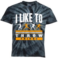 I Like To Throw Things Track And Field Thrower Shot Put Kids Tie-Dye T-Shirt