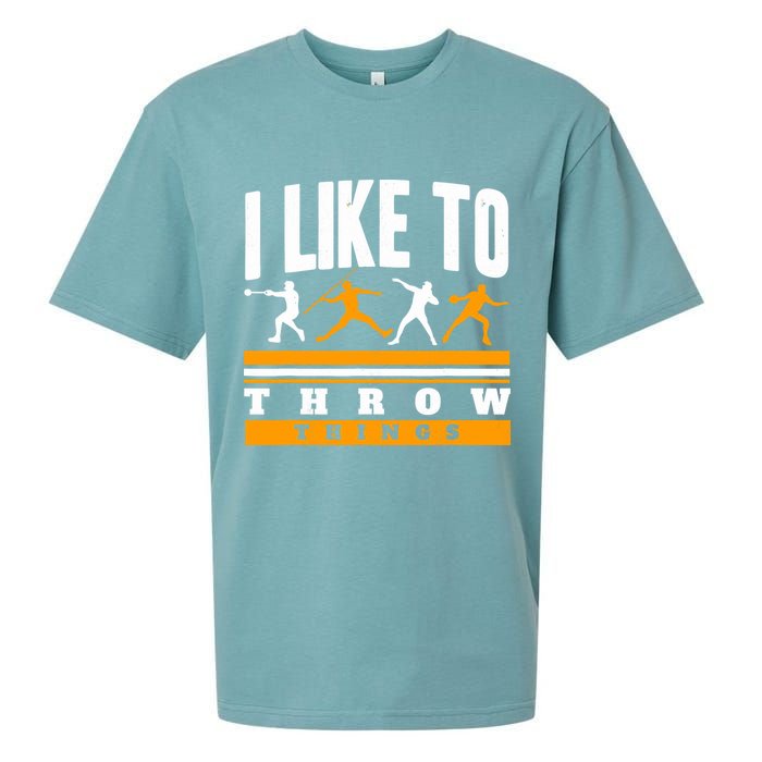I Like To Throw Things Track And Field Thrower Shot Put Sueded Cloud Jersey T-Shirt