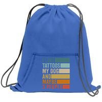 I Like Tattoos My Dog And Maybe 3 People Vintage Retro Gift Sweatshirt Cinch Pack Bag