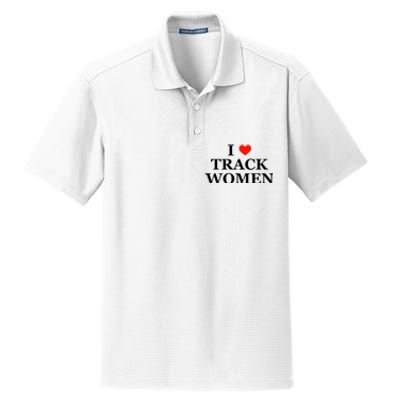 I Love Track Women Funny Sarcastic Athletics Running Humor Dry Zone Grid Polo