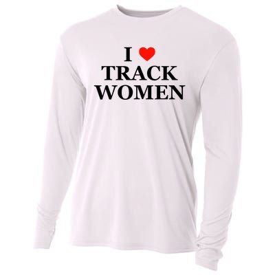 I Love Track Women Funny Sarcastic Athletics Running Humor Cooling Performance Long Sleeve Crew