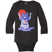 I Love Trash Raccoon Japanese Retro Style Classic Baby Long Sleeve Bodysuit