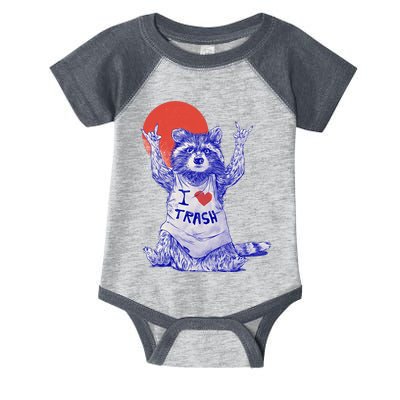 I Love Trash Raccoon Japanese Retro Style Classic Infant Baby Jersey Bodysuit