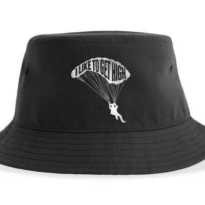 I Like To Get High Skydiver Parachutist Skydive Parachute Sustainable Bucket Hat