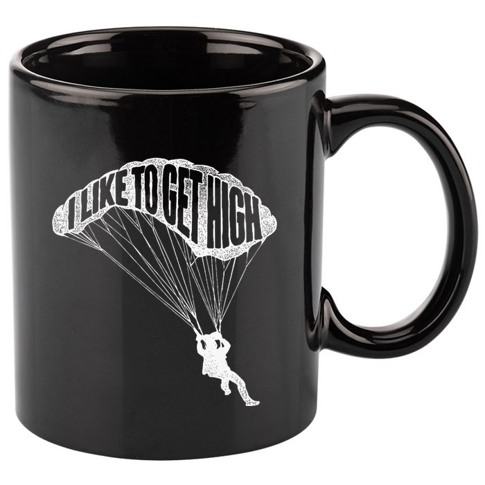 I Like To Get High Skydiver Parachutist Skydive Parachute 11oz C Handle Ceramic Mug