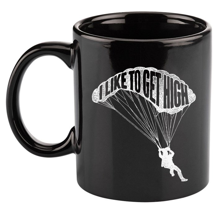 I Like To Get High Skydiver Parachutist Skydive Parachute 11oz C Handle Ceramic Mug