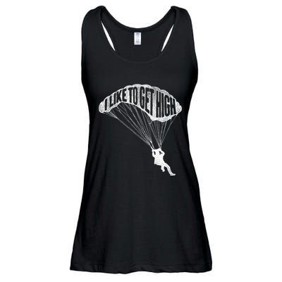 I Like To Get High Skydiver Parachutist Skydive Parachute Ladies Essential Flowy Tank