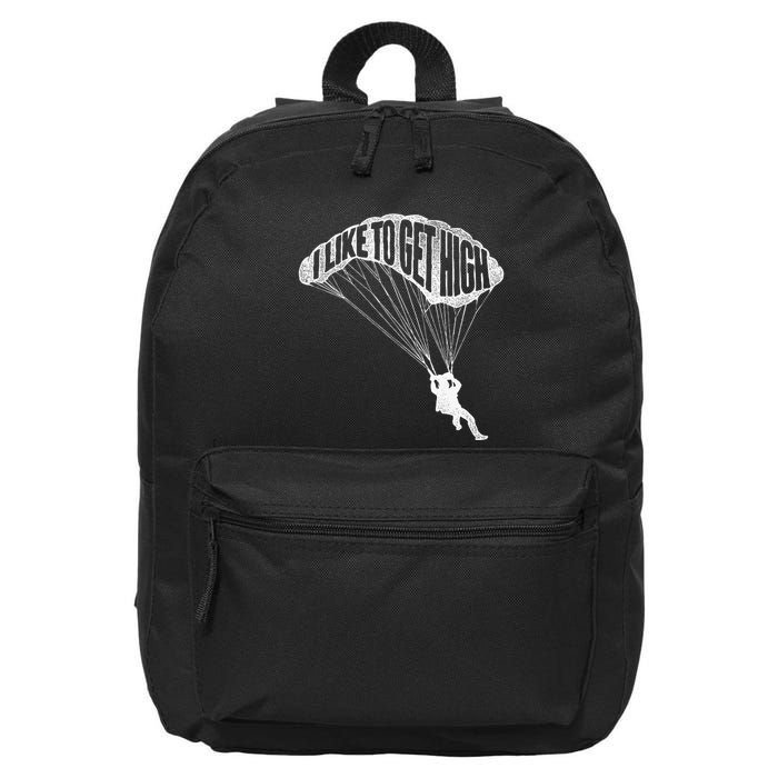 I Like To Get High Skydiver Parachutist Skydive Parachute 16 in Basic Backpack