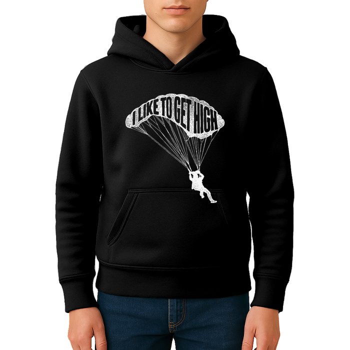 I Like To Get High Skydiver Parachutist Skydive Parachute Kids Hoodie
