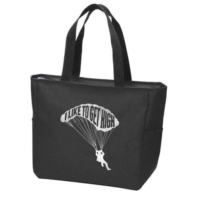 I Like To Get High Skydiver Parachutist Skydive Parachute Zip Tote Bag