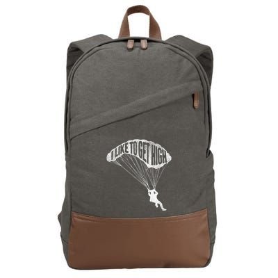 I Like To Get High Skydiver Parachutist Skydive Parachute Cotton Canvas Backpack