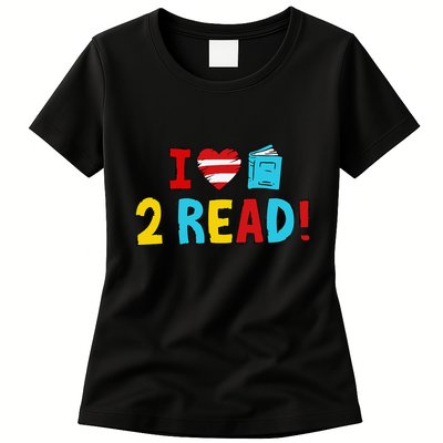 I Love To Read Heart Read Red And White Stripe Animated Cat Women's T-Shirt