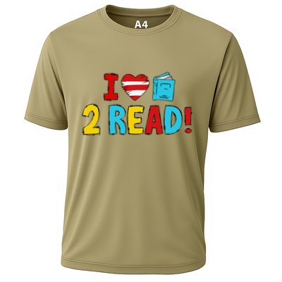 I Love To Read Heart Read Red And White Stripe Animated Cat Cooling Performance Crew T-Shirt