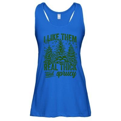 I Like Them Real Thick And Sprucey Funny Christmas Tree Gift Ladies Essential Flowy Tank