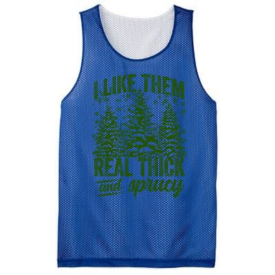 I Like Them Real Thick And Sprucey Funny Christmas Tree Gift Mesh Reversible Basketball Jersey Tank