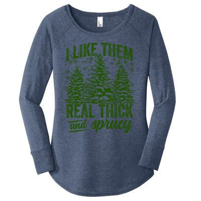 I Like Them Real Thick And Sprucey Funny Christmas Tree Gift Women's Perfect Tri Tunic Long Sleeve Shirt