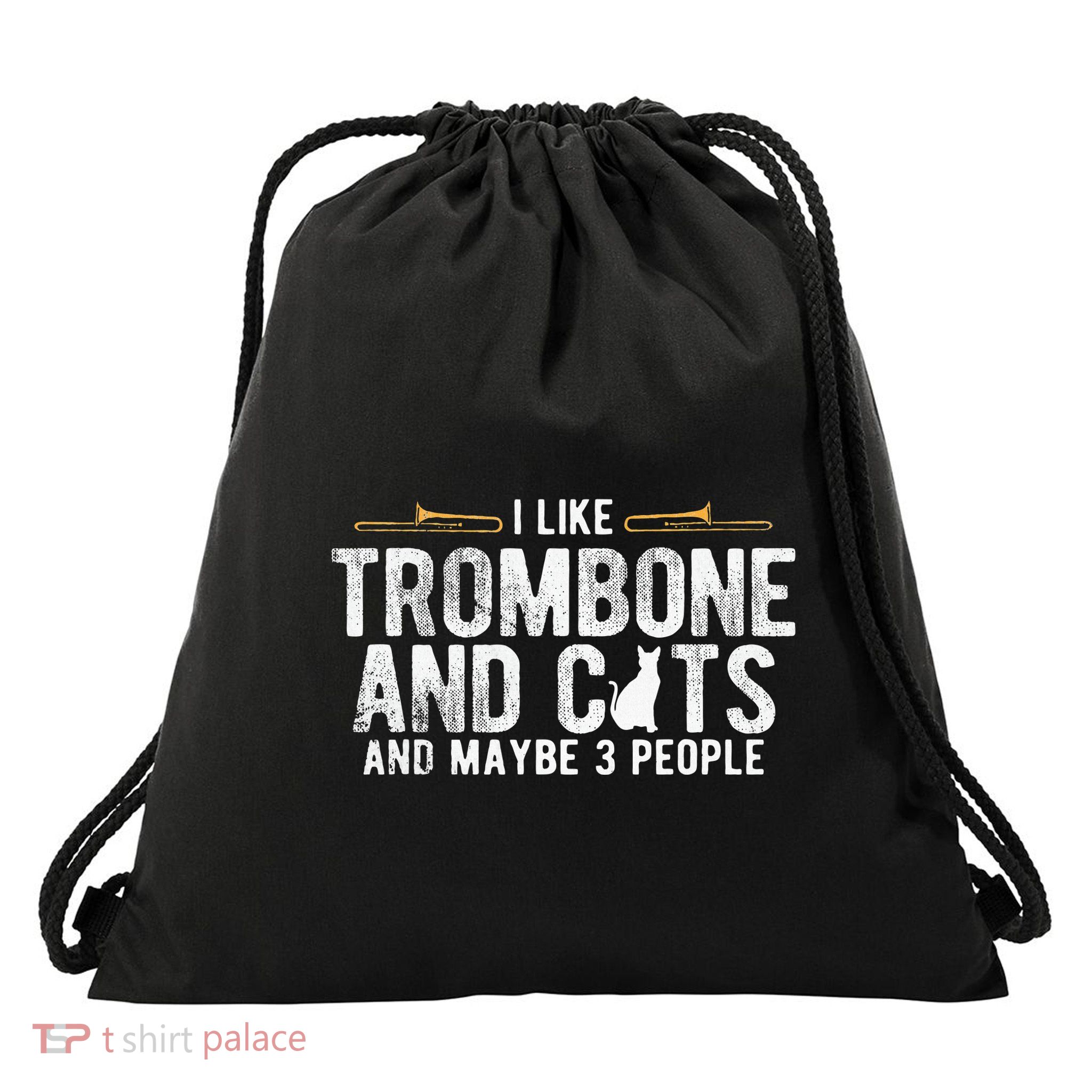 I Like Trombone And Cats Marching Band Jazz Trombone Drawstring Bag