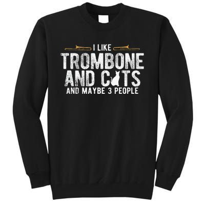 I Like Trombone And Cats Marching Band Jazz Trombone Tall Sweatshirt