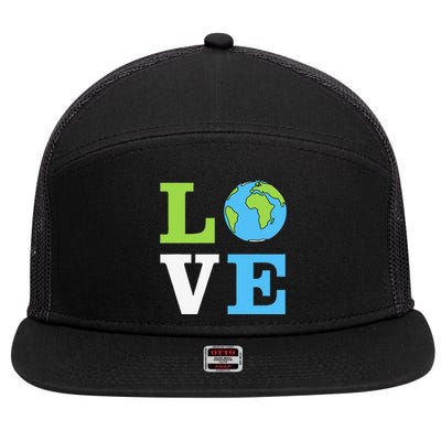 I LOVE The Earth Earth Day Gift 7 Panel Mesh Trucker Snapback Hat