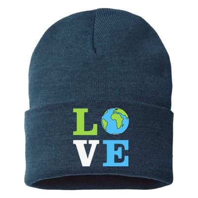 I LOVE The Earth Earth Day Gift Sustainable Knit Beanie