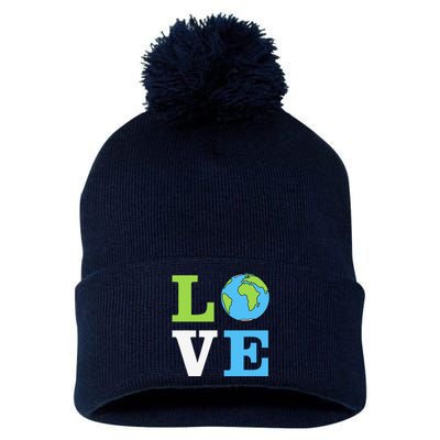 I LOVE The Earth Earth Day Gift Pom Pom 12in Knit Beanie