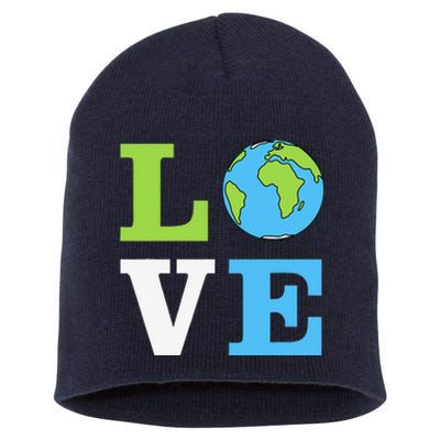 I LOVE The Earth Earth Day Gift Short Acrylic Beanie