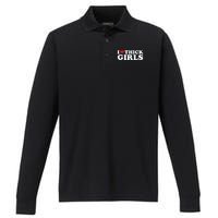 I Love Thick Girls Performance Long Sleeve Polo