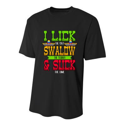 I Lick The Salt Swallow The Tequila Cinco De Mayo Mexican Party Fiesta May 5th Youth Performance Sprint T-Shirt