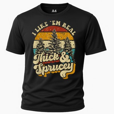 I Like Them Real Thick And Sprucey Funny Christmas Cooling Performance Crew T-Shirt