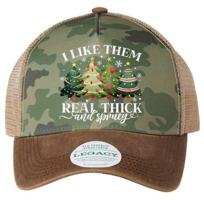 I Like Them Real Thick & Sprucey Funny Christmas Legacy Tie Dye Trucker Hat