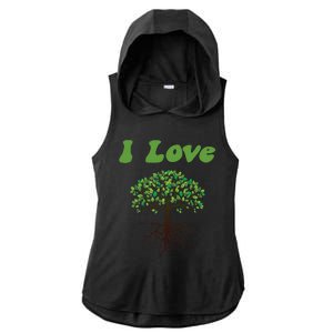 I Love Trees Tree Planting Or Earth Day Ladies PosiCharge Tri-Blend Wicking Draft Hoodie Tank