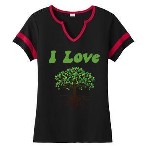 I Love Trees Tree Planting Or Earth Day Ladies Halftime Notch Neck Tee