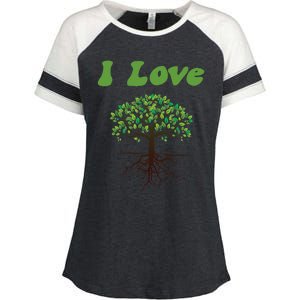 I Love Trees Tree Planting Or Earth Day Enza Ladies Jersey Colorblock Tee