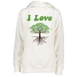 I Love Trees Tree Planting Or Earth Day Womens Funnel Neck Pullover Hood