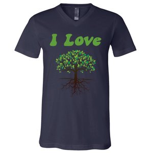 I Love Trees Tree Planting Or Earth Day V-Neck T-Shirt