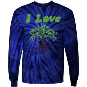 I Love Trees Tree Planting Or Earth Day Tie-Dye Long Sleeve Shirt