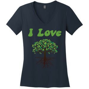 I Love Trees Tree Planting Or Earth Day Women's V-Neck T-Shirt