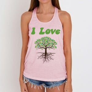 I Love Trees Tree Planting Or Earth Day Women's Knotted Racerback Tank