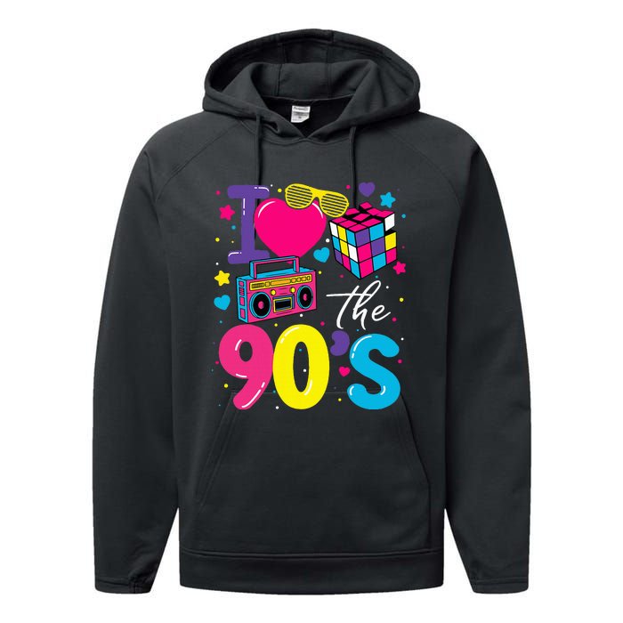 I Love The 90S Retro 90s Costume Party Performance Fleece Hoodie