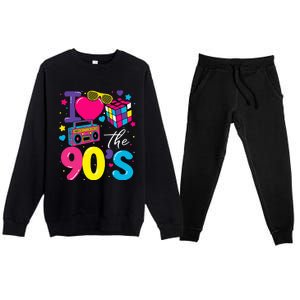 I Love The 90S Retro 90s Costume Party Premium Crewneck Sweatsuit Set