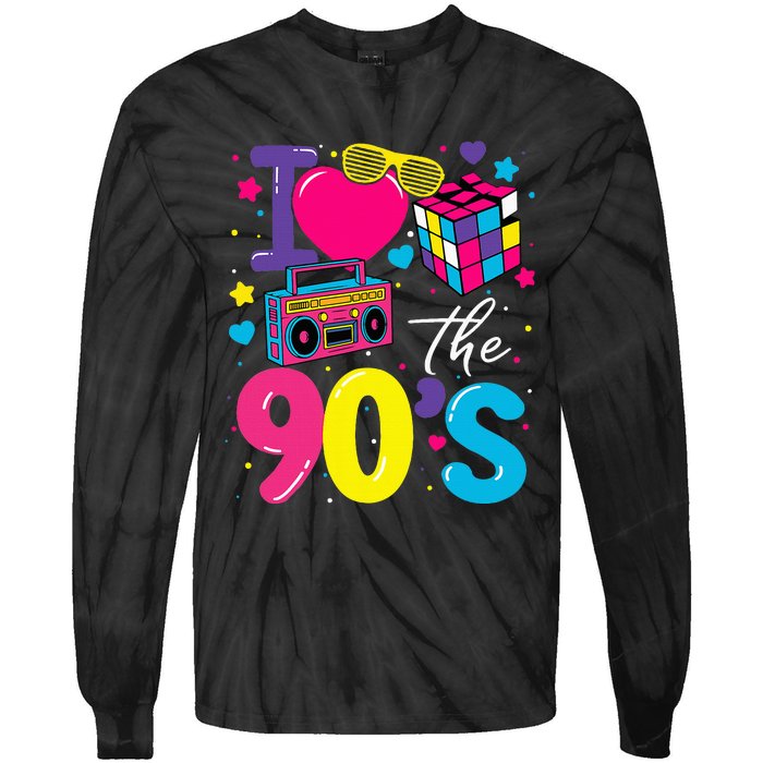 I Love The 90S Retro 90s Costume Party Tie-Dye Long Sleeve Shirt