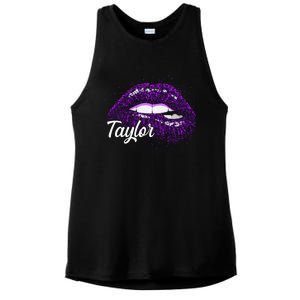 I Love Taylor Lips Funny Taylor Ladies PosiCharge Tri-Blend Wicking Tank